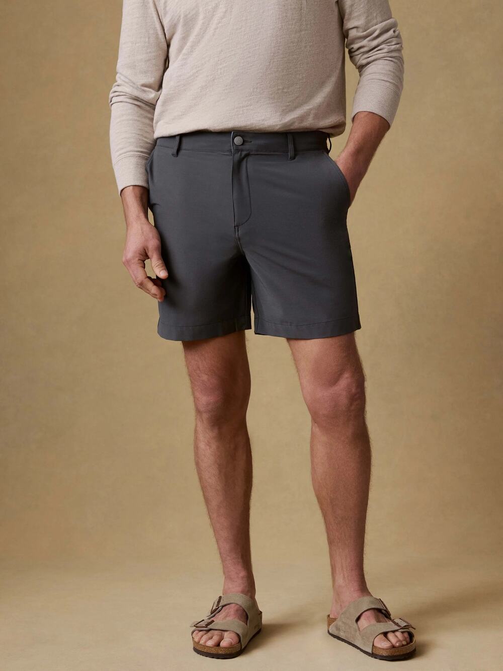 Faherty All Day Shorts 9" Sz 31 Mountain Coal Cotton Stretch Classic Fit Zip Fly
